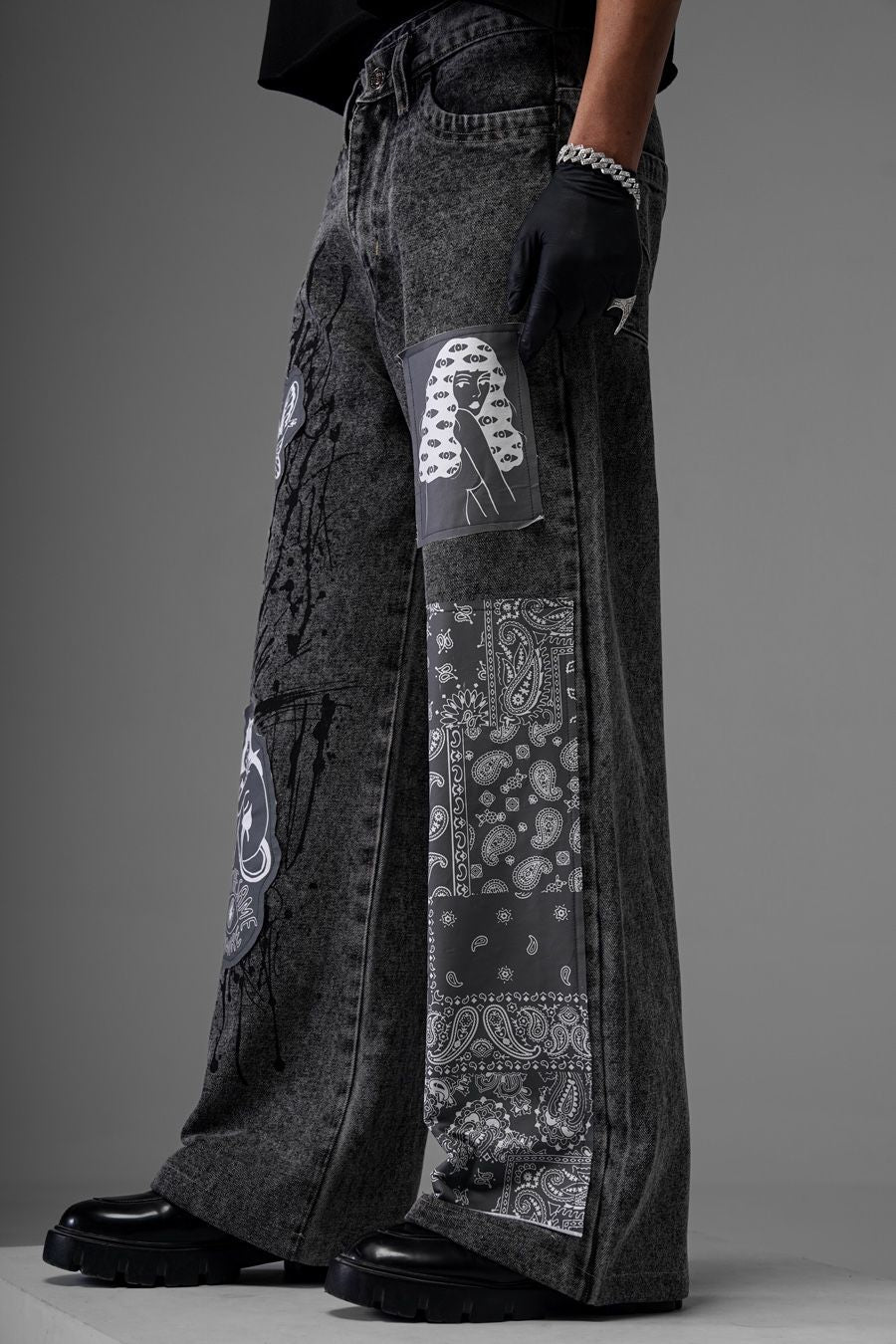 Rebel Graffiti Grey Denims