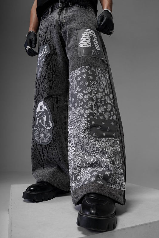 Rebel Graffiti Grey Denims