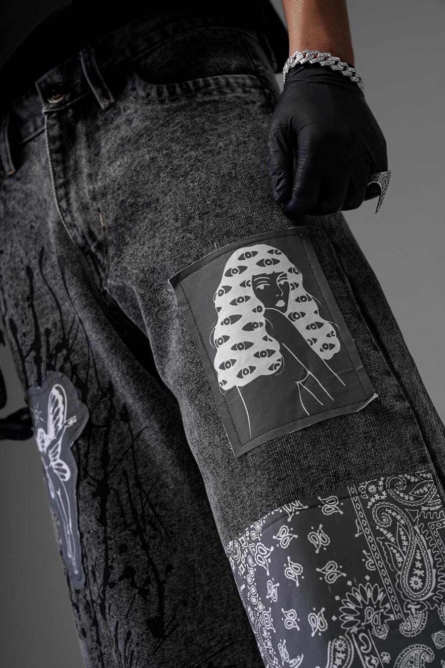 Rebel Graffiti Grey Denims