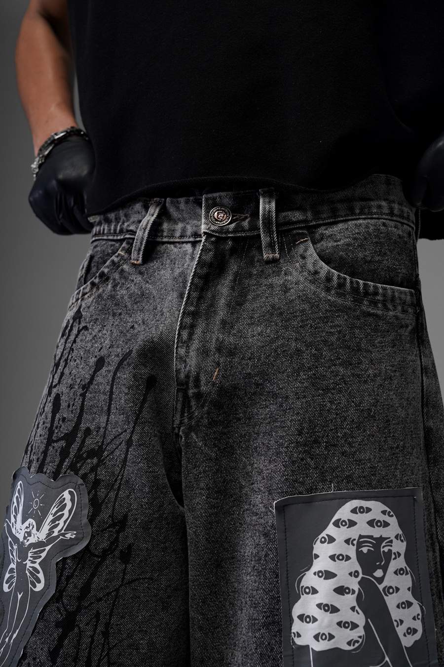 Rebel Graffiti Grey Denims