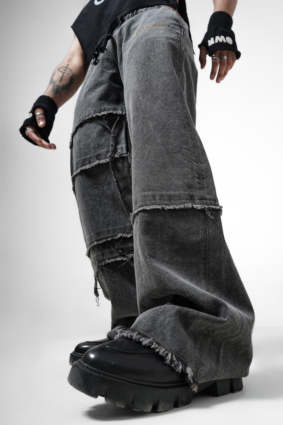 DistressedÂ Grey DenimÂ Pants