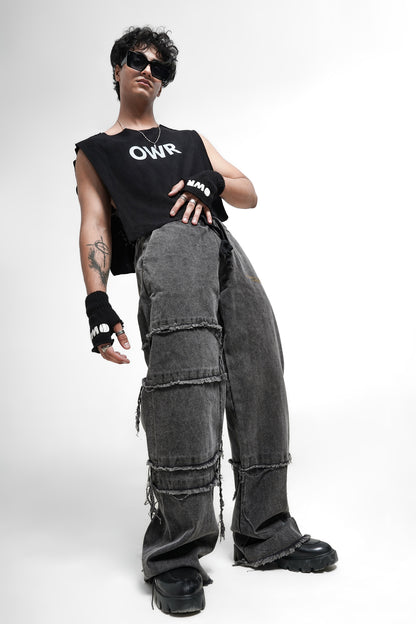 Distressed Grey Denim Pants