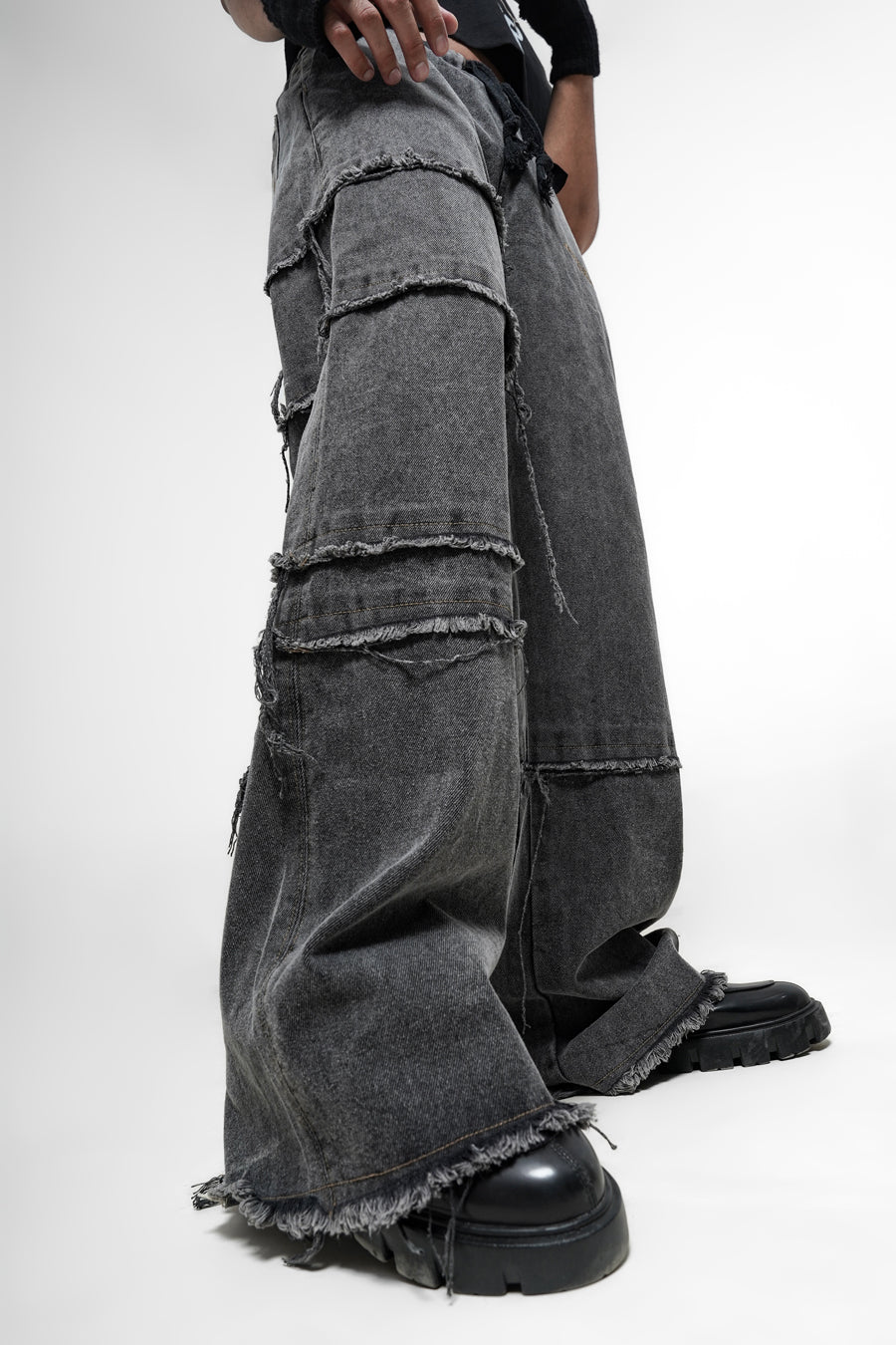 DistressedÂ Grey DenimÂ Pants