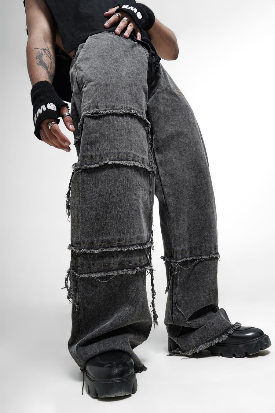 DistressedÂ Grey DenimÂ Pants