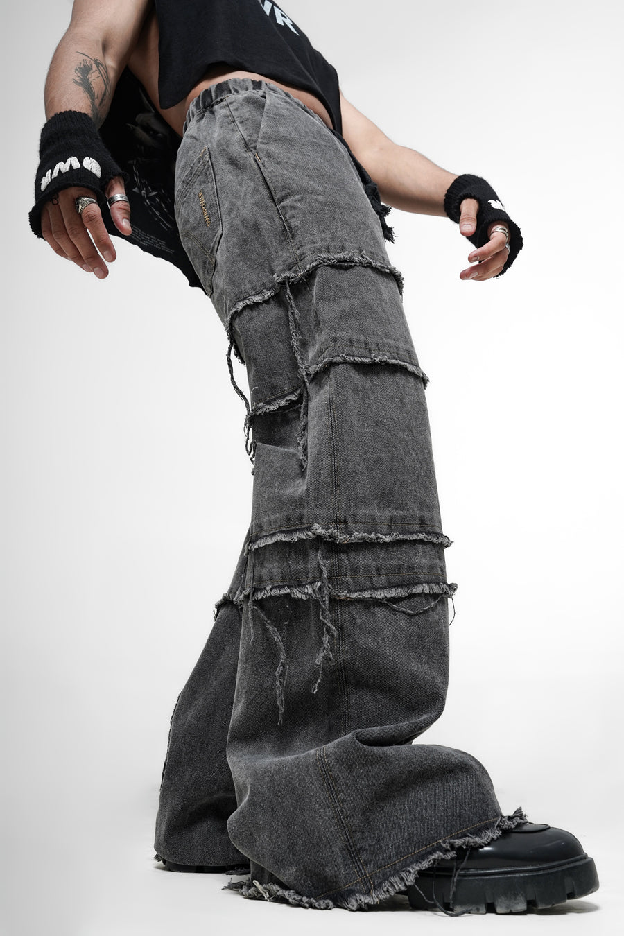 DistressedÂ Grey DenimÂ Pants