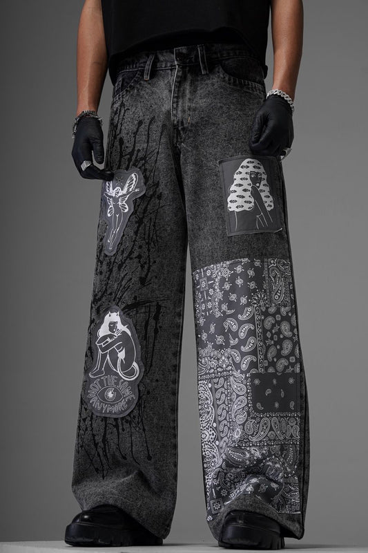 Rebel Graffiti Grey Denims