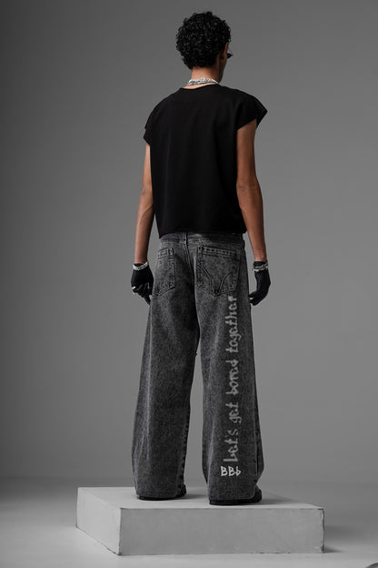 Rebel Graffiti Grey Denims