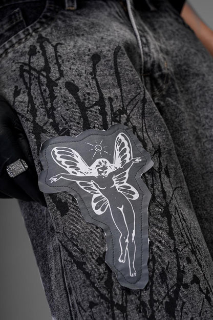 Rebel Graffiti Grey Denims