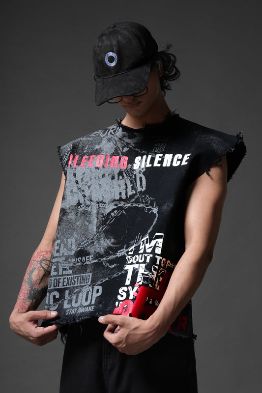 Bleeding Silence Denim Tank