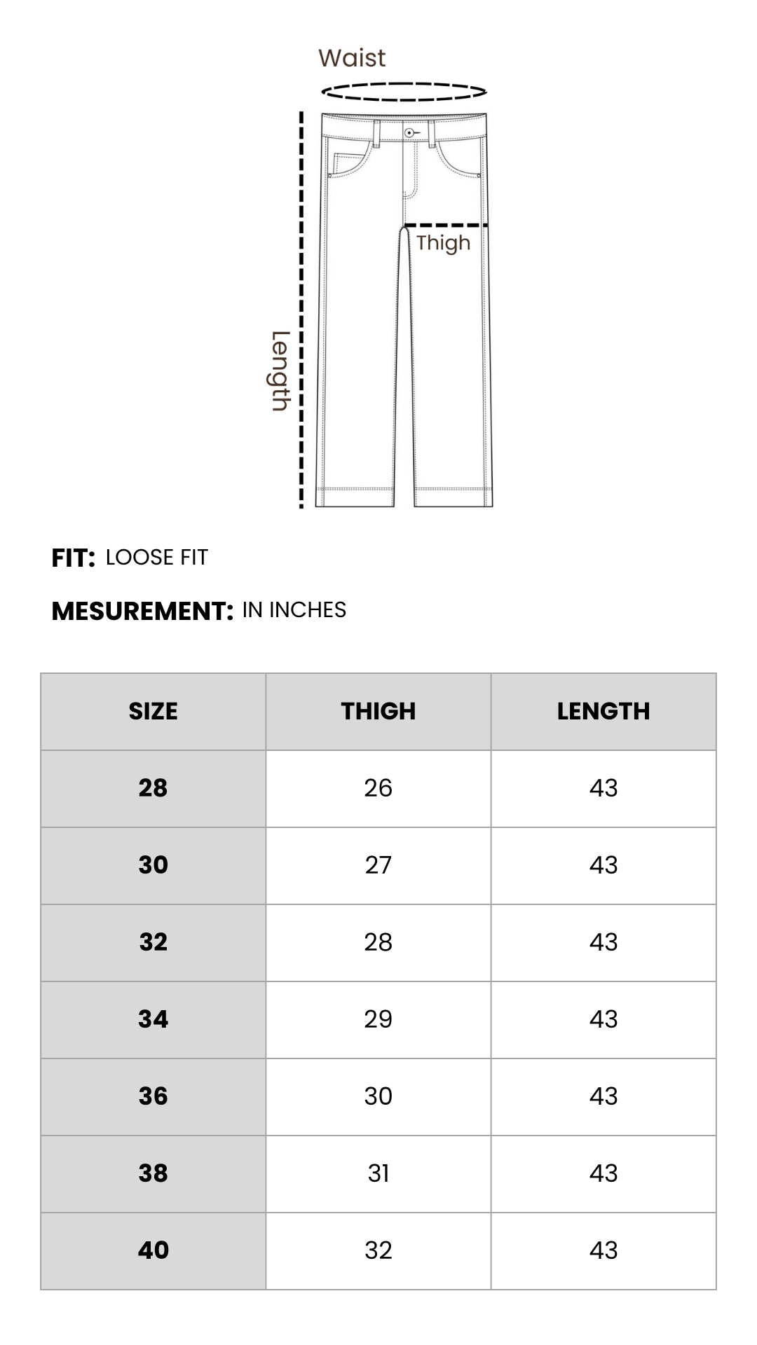 Size chart
