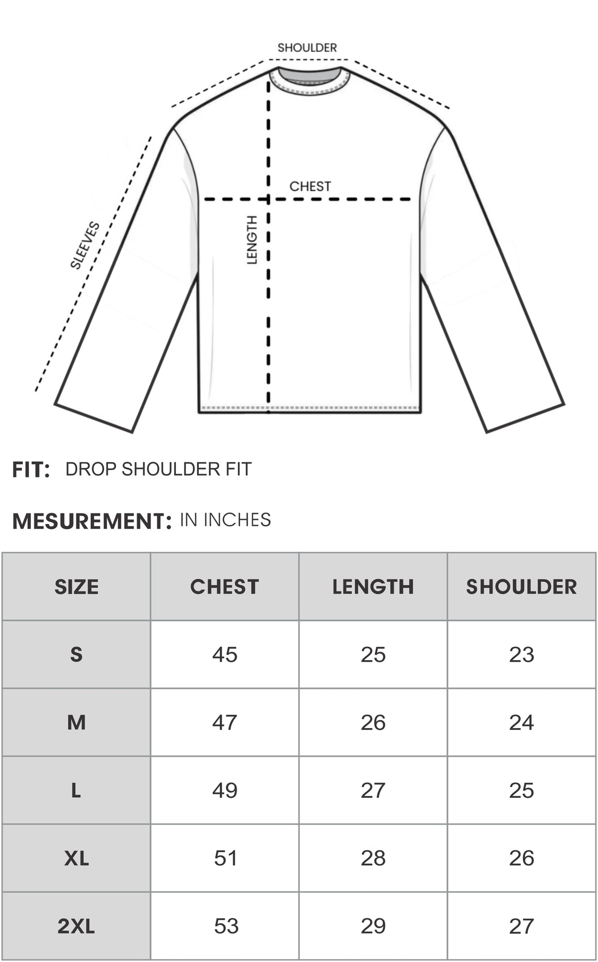 Size chart